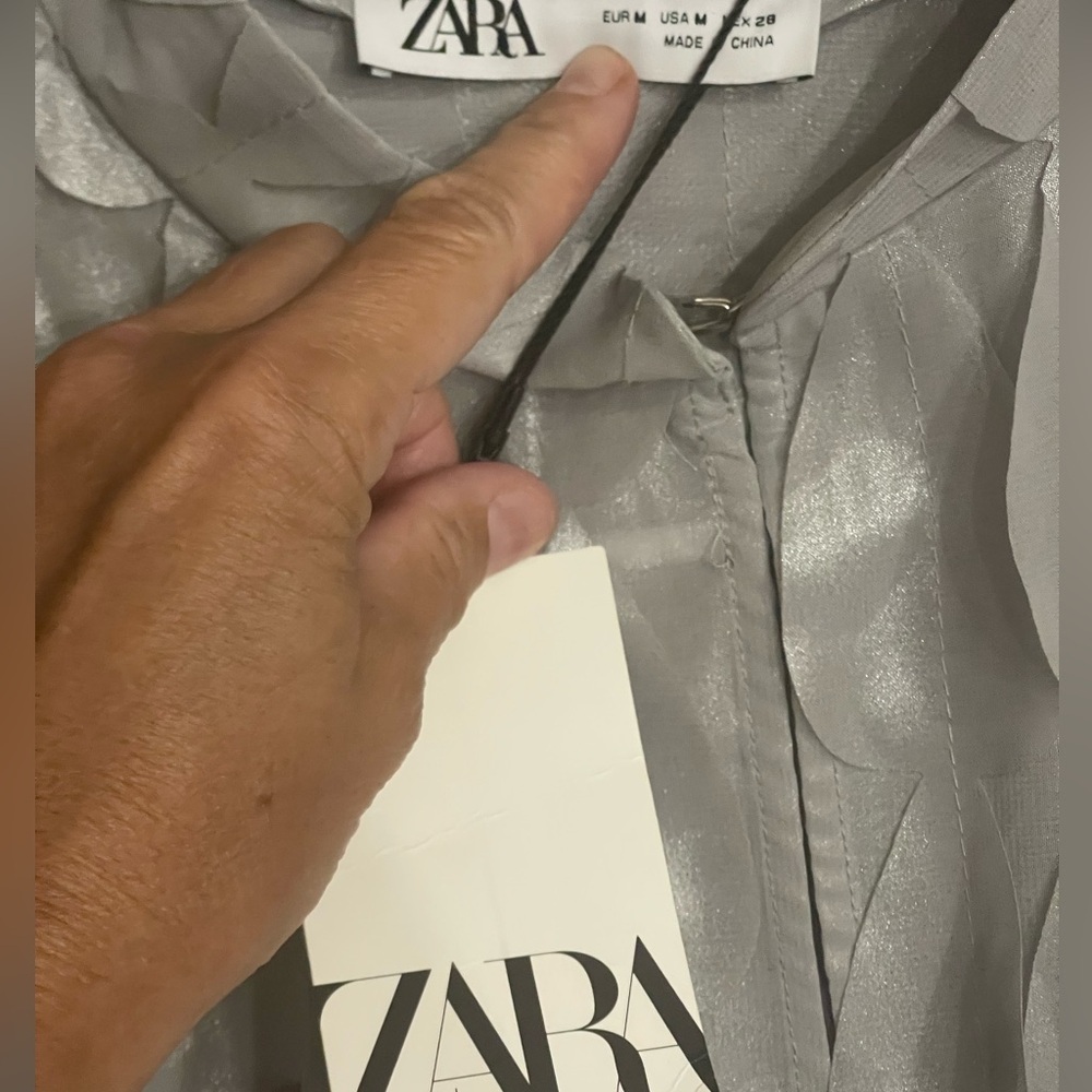Zara Light Gray Layered Petal-Detail Long Coat - Picture 13 of 14